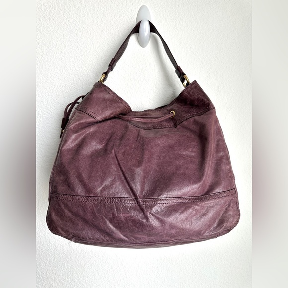 Vintage y2k Juicy Couture Lavender Purple Distressed Leather Large Shoulder - Picture 3 of 12